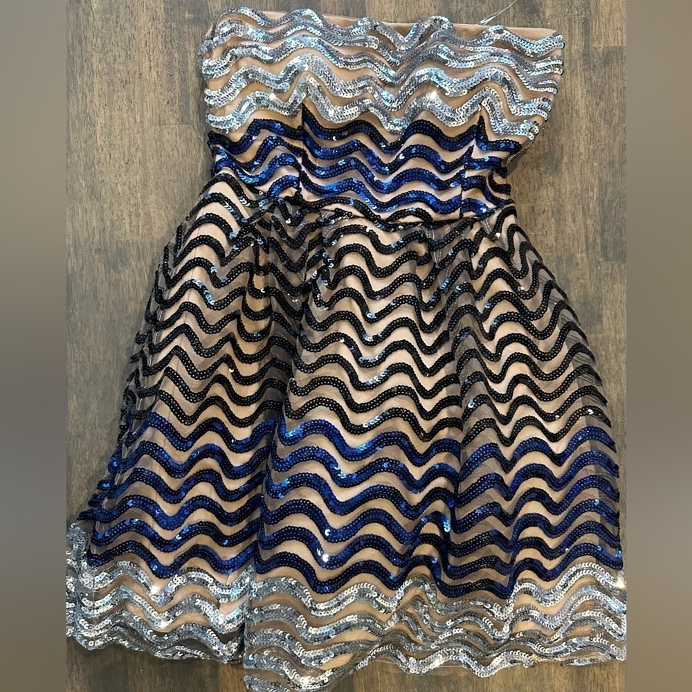 Goddiva Embellished Sequin Strapples Mini Dress